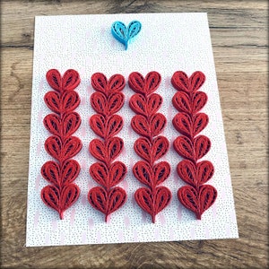 Set van 24 Quilling Red Hearts - Paper Heart-bundel - Quilling Heart - Quilled Elements for crafts and art - DIY-benodigdheden - Heart Confetti