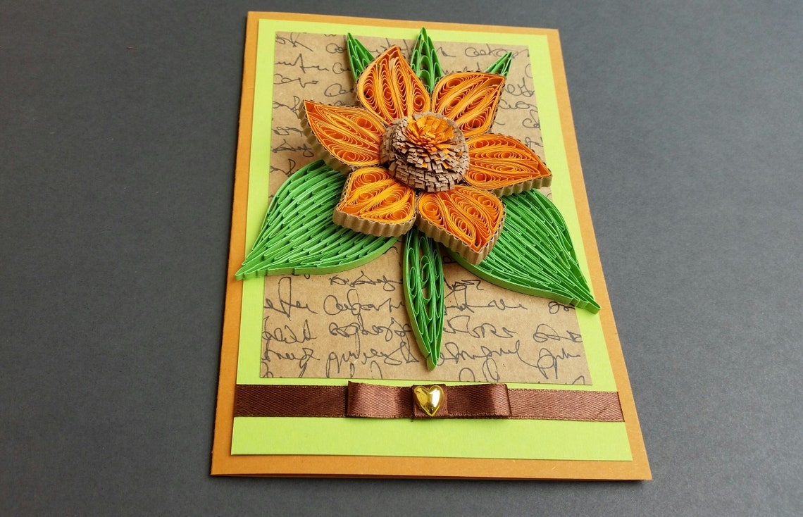Quilling Flower Card Happy Birthday Card Gift for Her Etsy