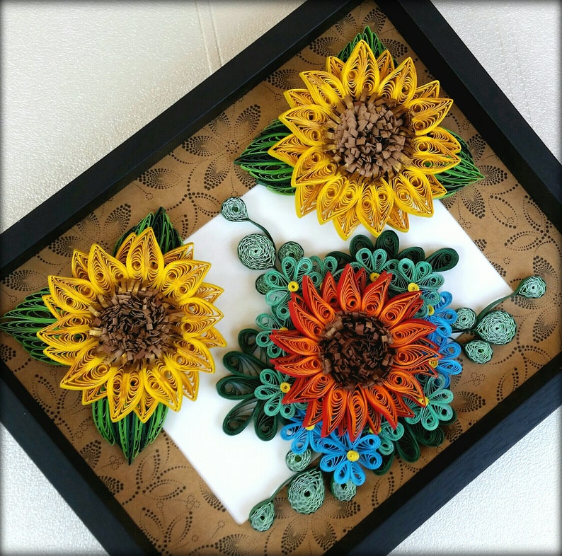 Quilling wall art Quilled Sunflower Flower Arrangements Etsy
