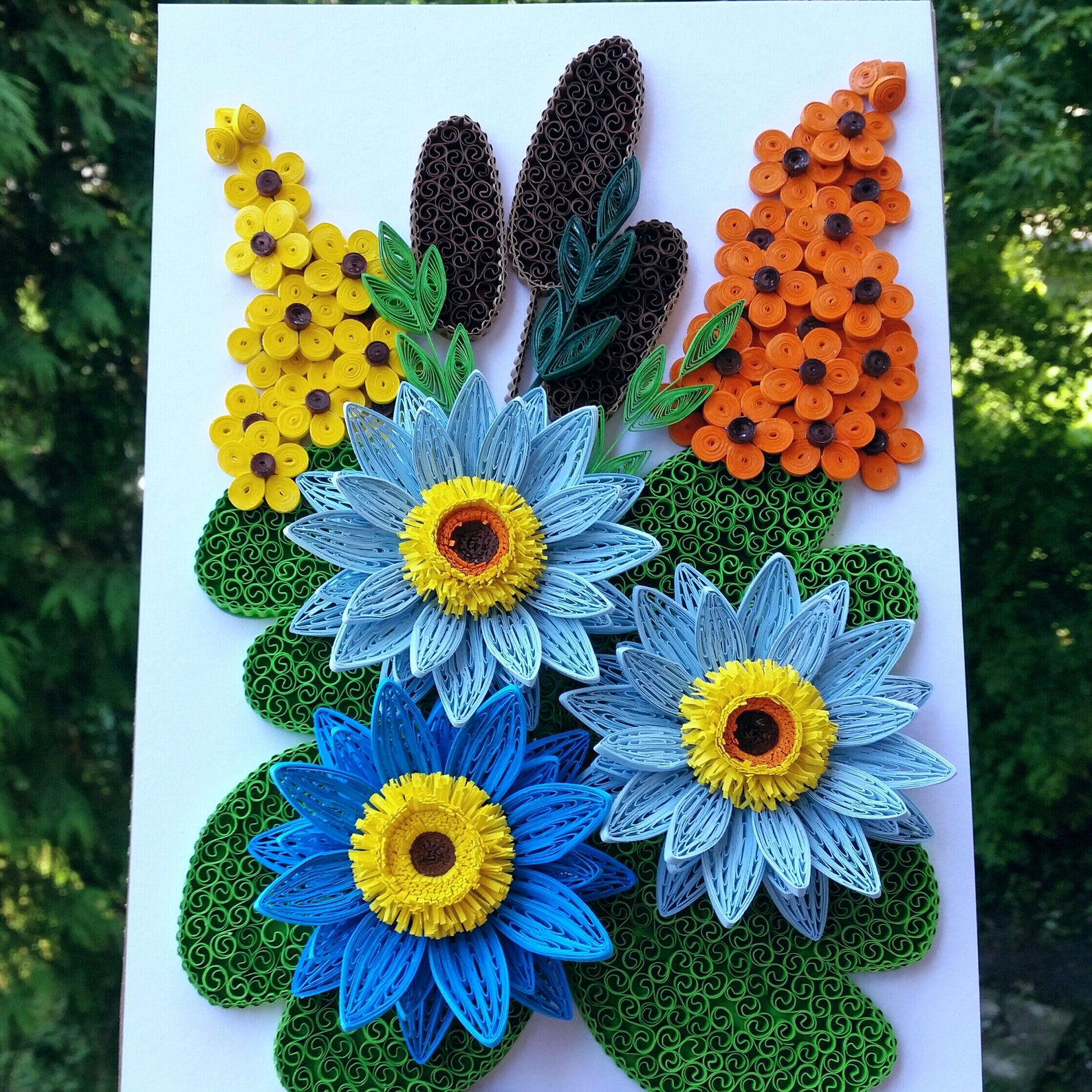 Quilled Water Lily Scenery Quilled Lotus Paper Flower Art Etsy