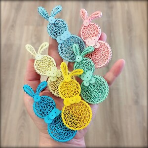 Set di 2 piccoli coniglietti quilling - Ornamento di carta coniglio - Mini regalo coniglietti di carta - Quilling di Pasqua - Attacco per ghirlanda