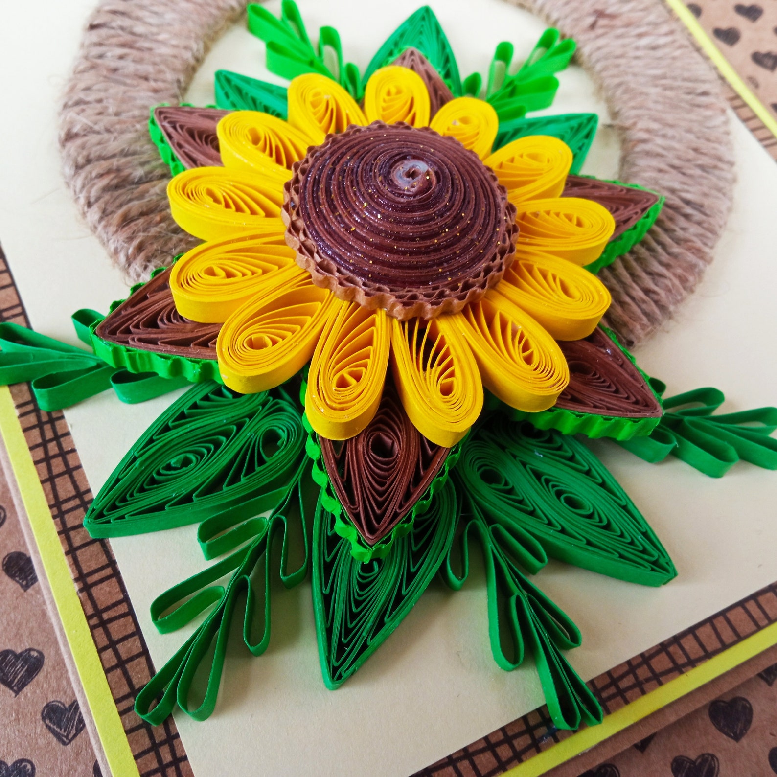 Quilled Sunflower Card Quilling Paper Sunflower Wall Art Etsy