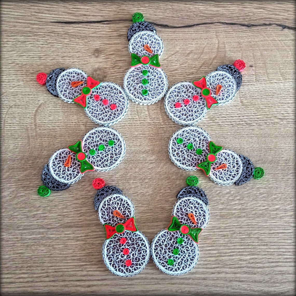 Set of 2 Quilled Snowman Ornament Quilling Christmas Decor - Etsy