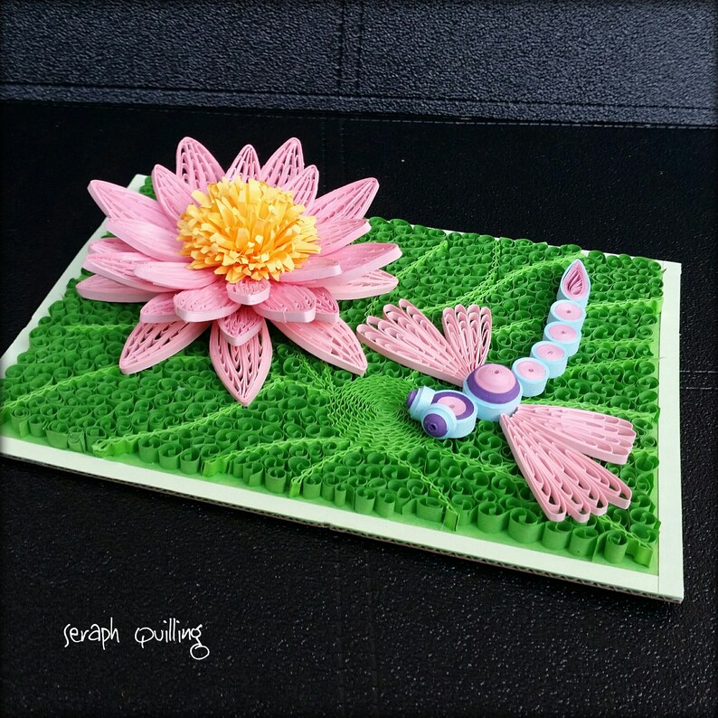Quilled Water Lily Quilled Lotus Framed Art Paper Flower Etsy Australia
