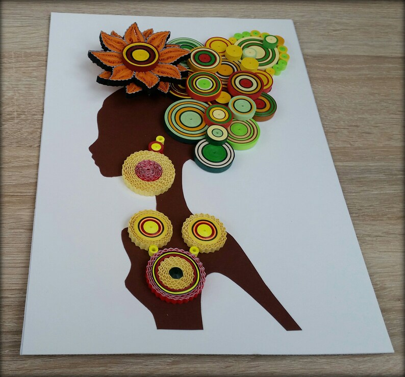 Quilling Wall Art Curly Hair Woman Art Quilling Home Decor Etsy