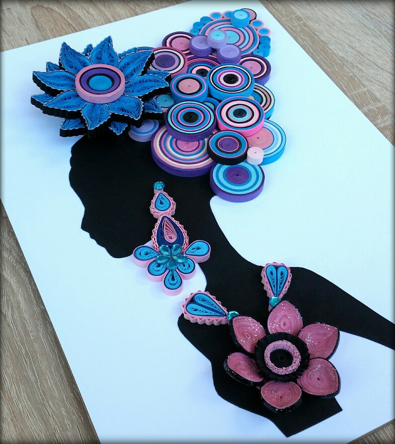 Quilling Wall Art Abstract Portrait Art Curly Hair Home Etsy