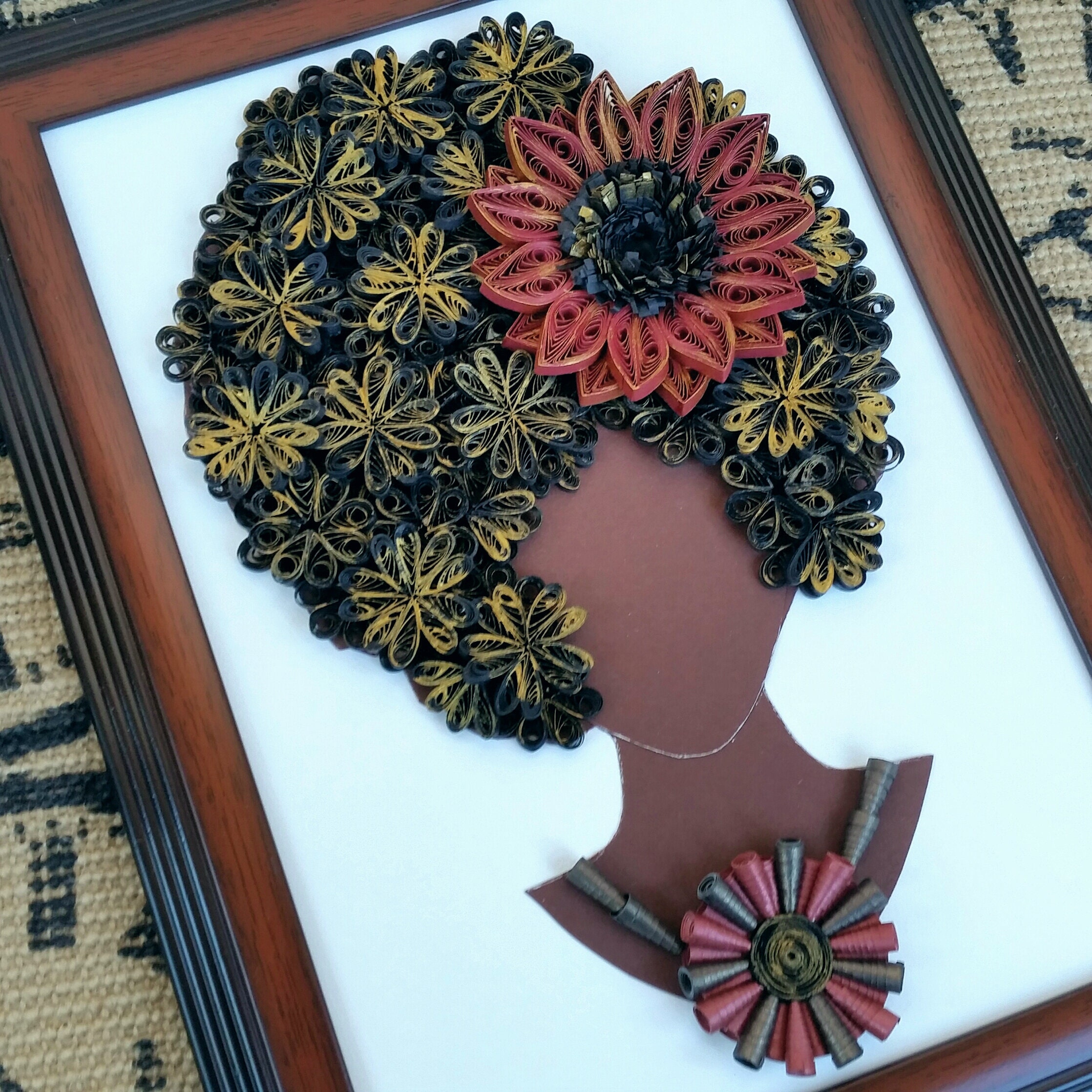 Quilling Wall Art Paper Quilling Afro Curly Hair Woman Portrait Modern