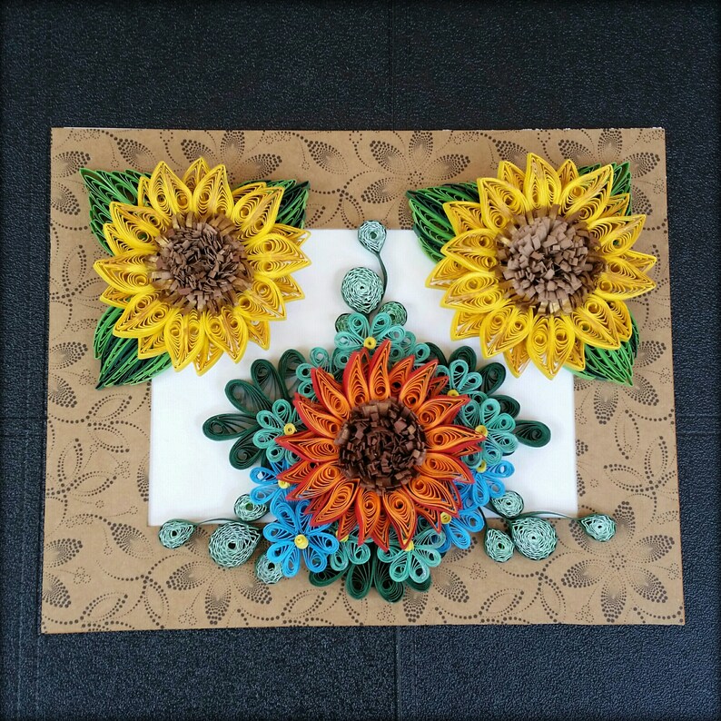Quilling wall art Quilled Sunflower Flower Arrangements Etsy