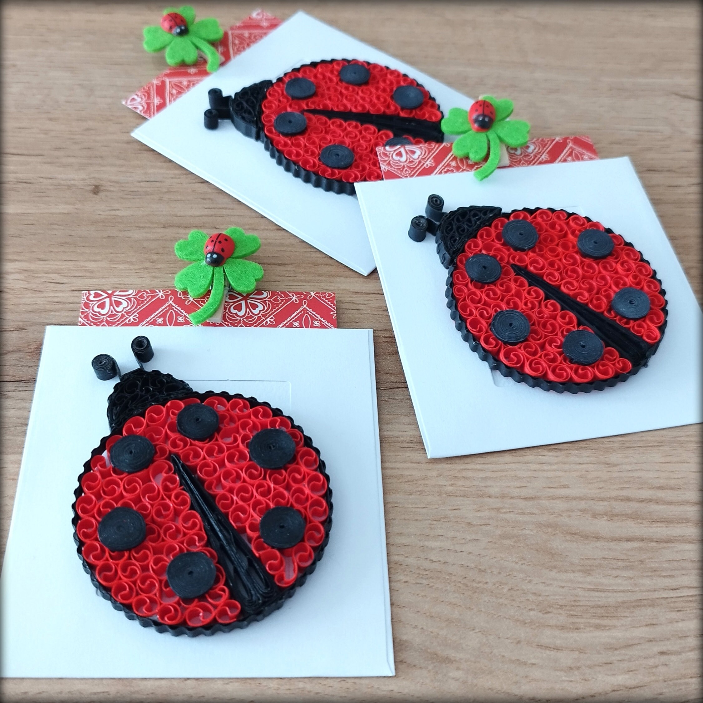 Set of 3 Quilled Ladybug Mini Quilling Card Ladybug Garland Party Favor