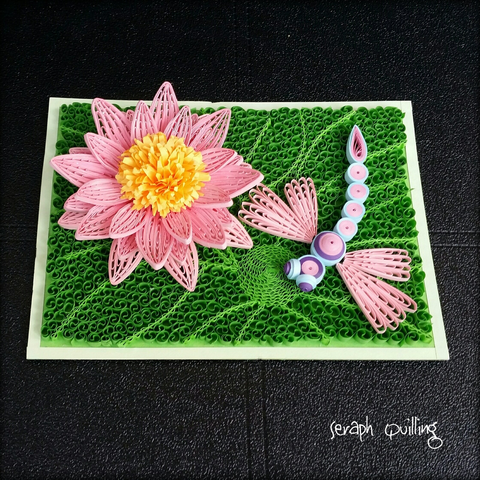 Quilled Water Lily Quilled Lotus Framed Art Paper Flower Etsy