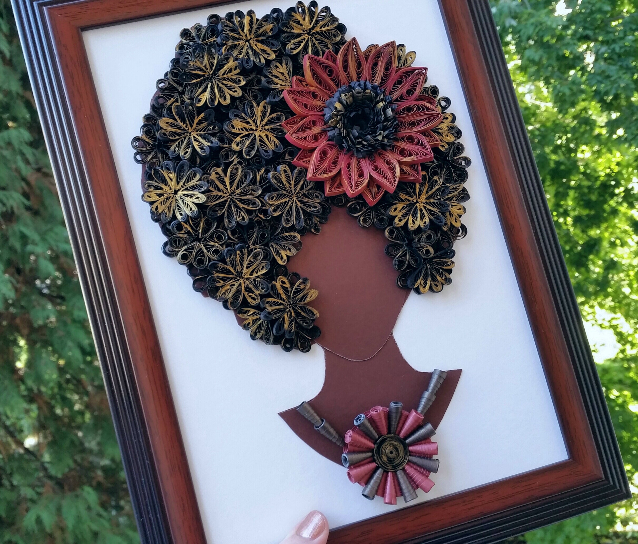 Quilling Wall Art Paper Quilling Afro Curly Hair Woman Portrait Modern