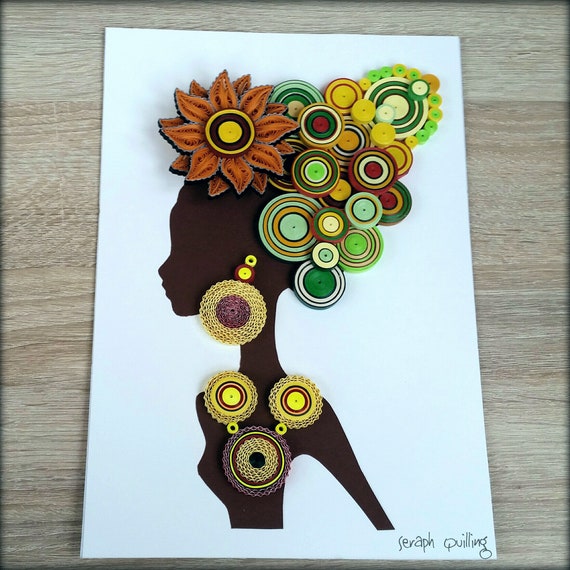 Quilling Wall Art Curly Hair Woman Art Quilling Home Decor Etsy