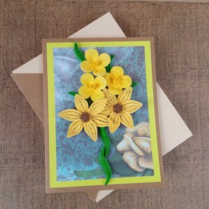 Quilling Flower Card - Quilled Daffodils Card  - Paper Flower Greeting Card