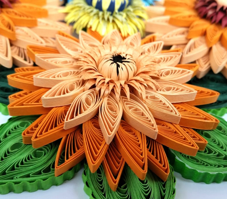 Quilling Wall Art Quilled Gerbera Daisy Flower Arrangement Etsy