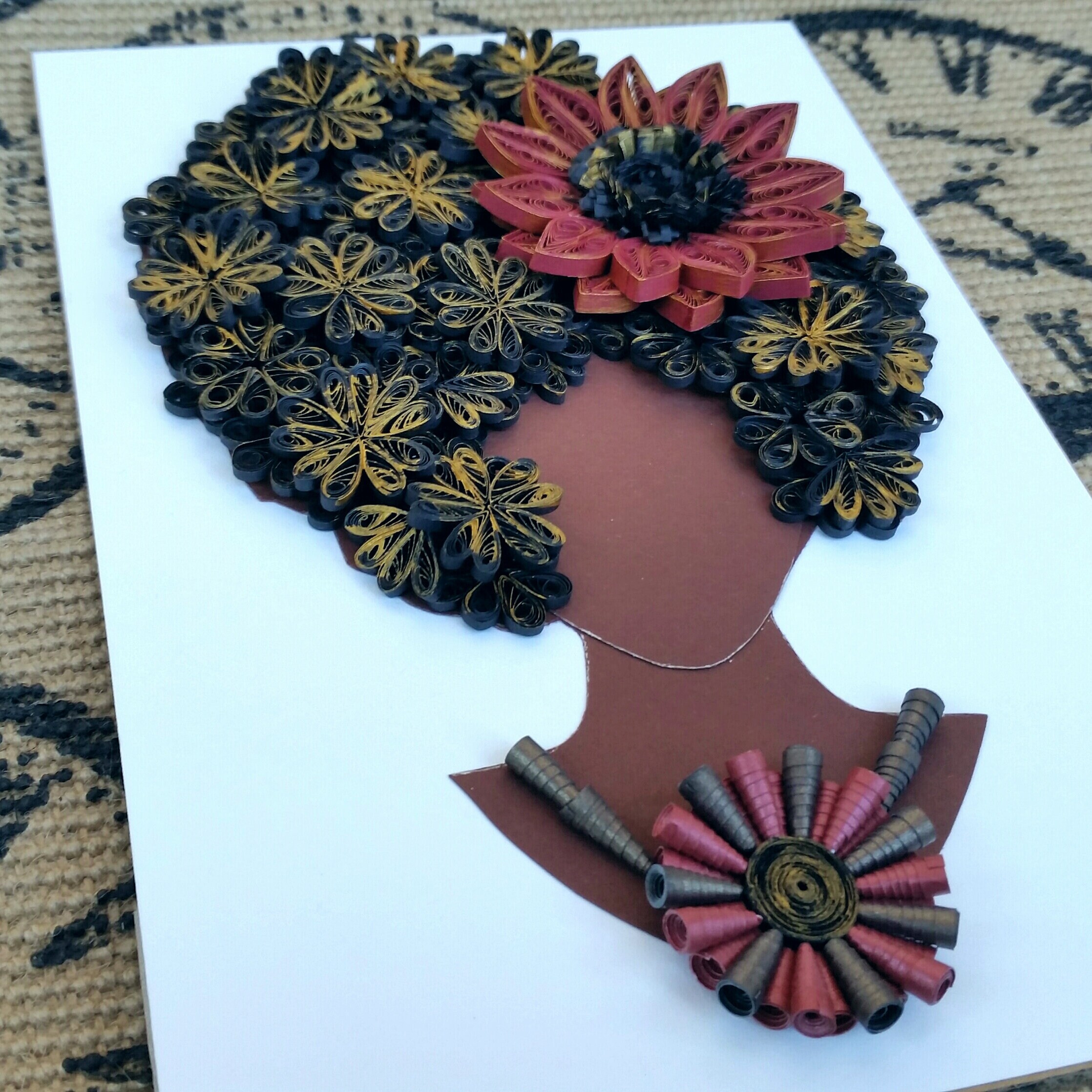 Quilling Wall Art Paper Quilling Afro Curly Hair Woman Portrait Modern