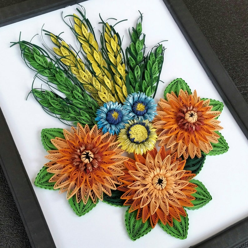 Quilling Wall Art Quilled Gerbera Daisy Flower Arrangement Etsy