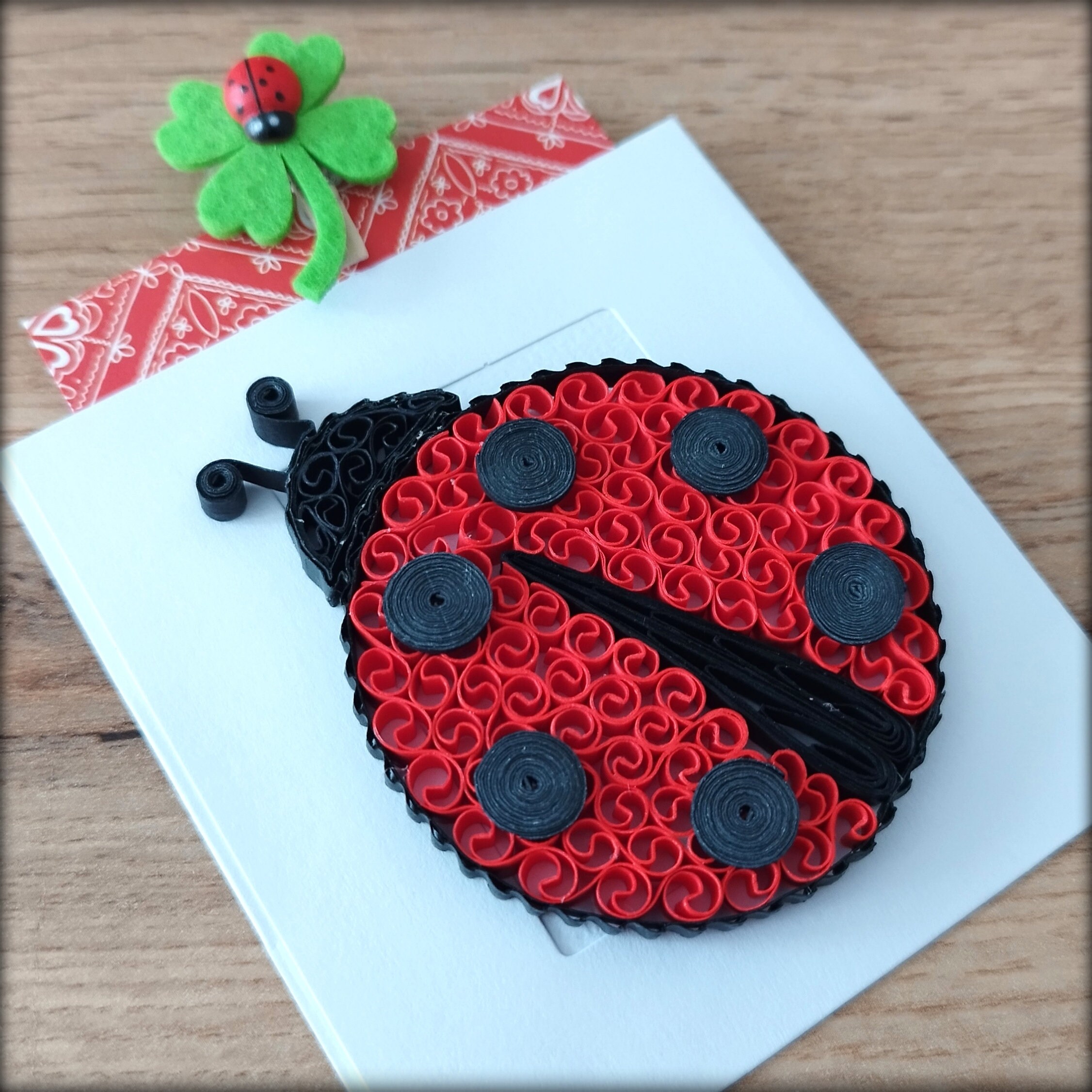 Set of 3 Quilled Ladybug Mini Quilling Card Ladybug Garland Party Favor
