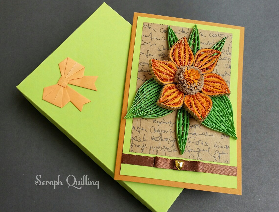 Quilling Flower Card Happy Birthday Card Gift for Her Etsy