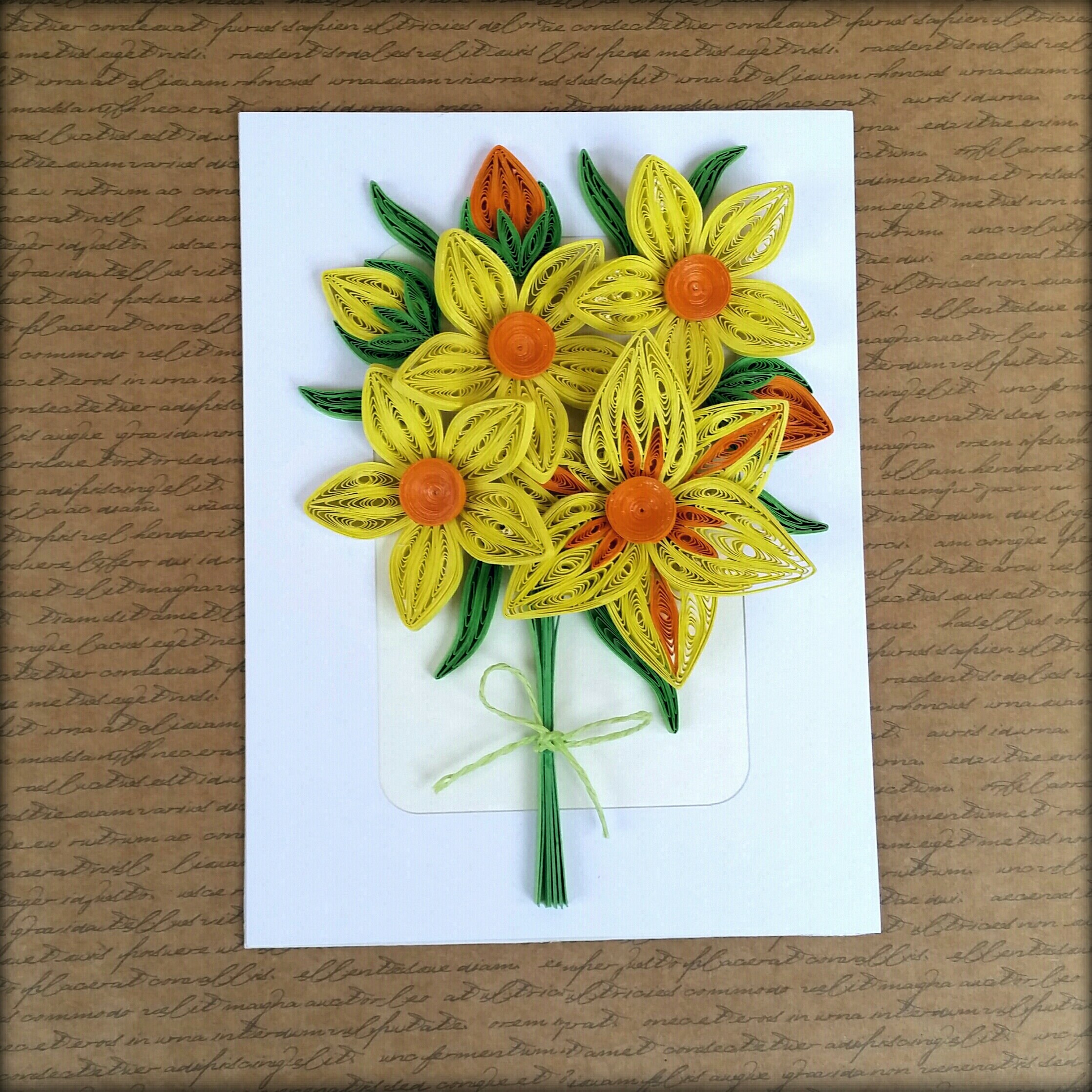 Quilled Daffodil Flower Bouquet Framed Quilling Daffodil Etsy