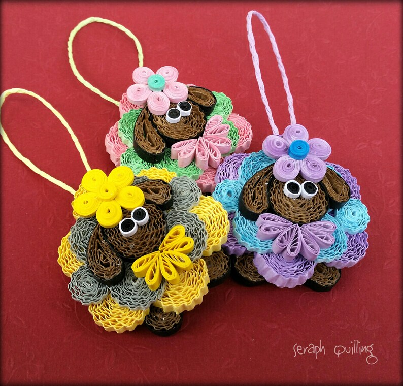 Set of 2 quilling sheep ornament Sheep small decor Gift Etsy
