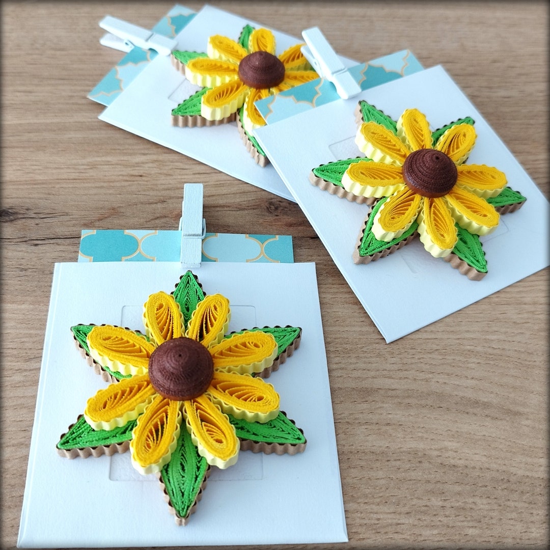 Set of 3 Quilled Sunflower Small Gift Card Sunflower Garland Mini Photo