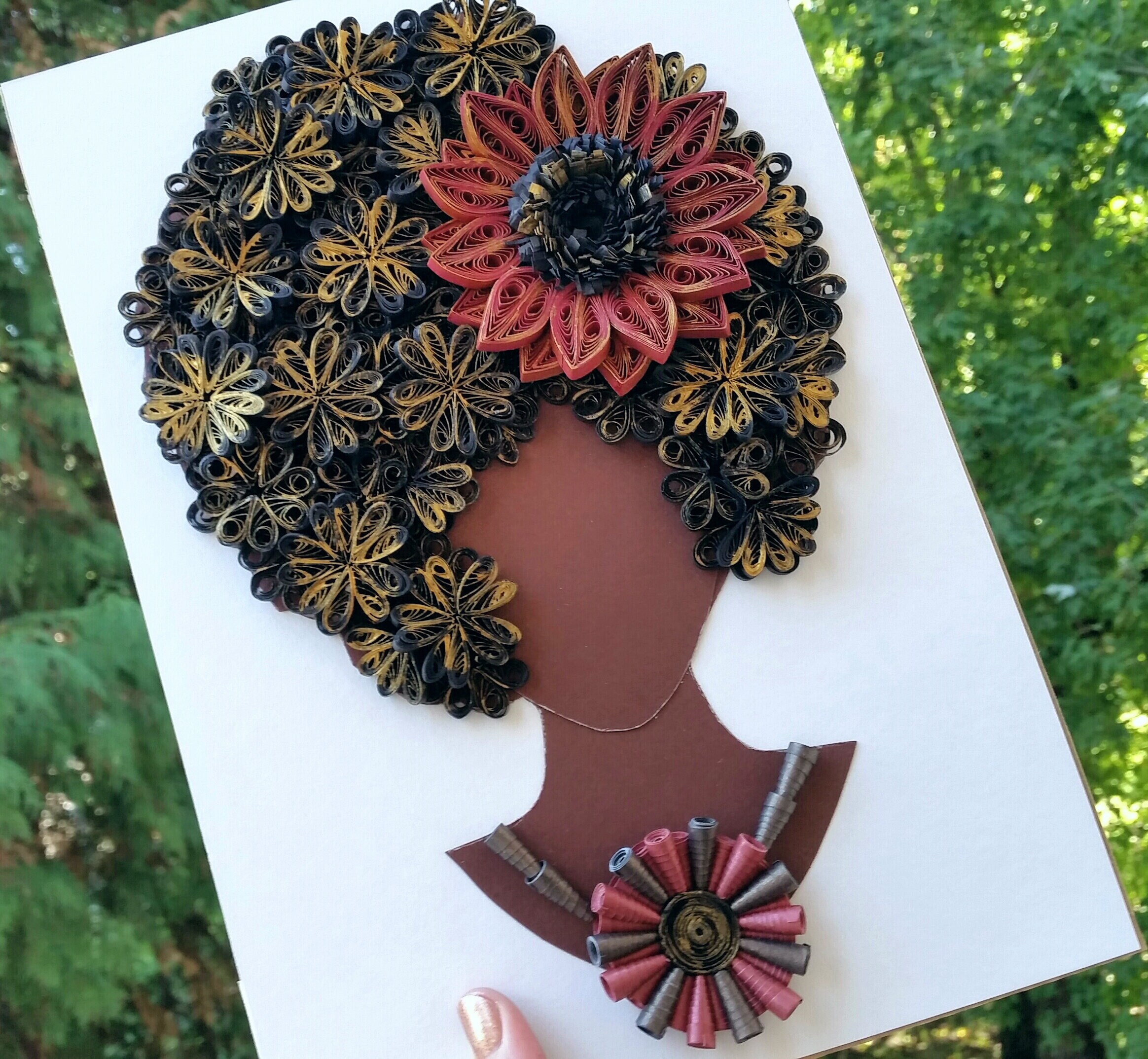 Quilling Wall Art Paper Quilling Afro Curly Hair Woman Portrait Modern