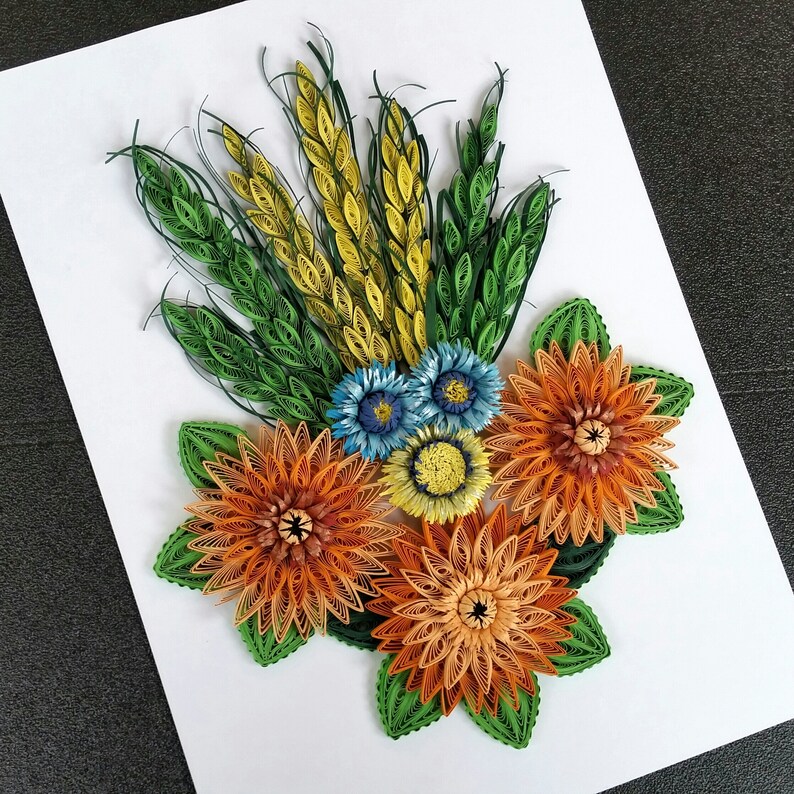 Quilling Wall Art Quilled Gerbera Daisy Flower Arrangement Etsy