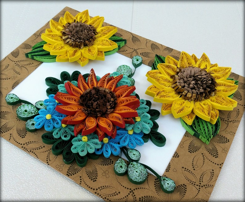 Quilling wall art Quilled Sunflower Flower Arrangements Etsy