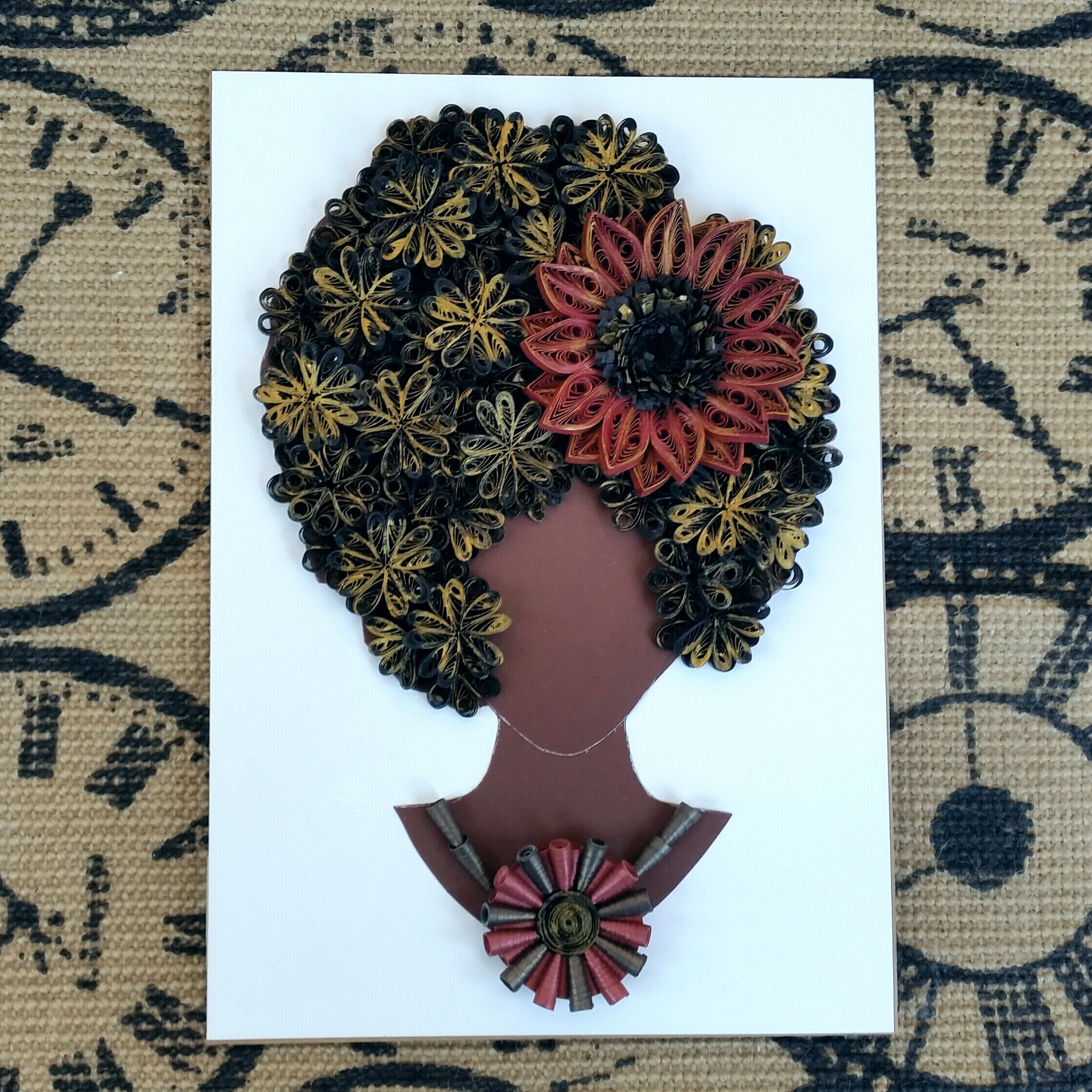 Quilling Wall Art Paper Quilling Afro Curly Hair Woman Portrait Modern