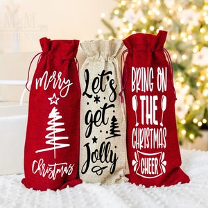 Oh So Jolly Christmas Wine Bag and Glass Gift Set Wine Lover Boss