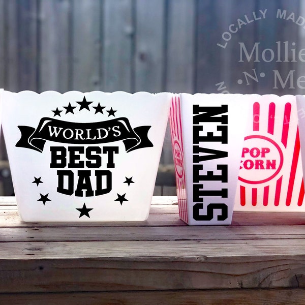 World's Best Dad Personalized Popcorn Buckets | Family Movie Night | Gift Basket