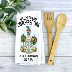 Camp Quitcherbitchin Waffle Weave Towel: Funny RV Camper Decor
