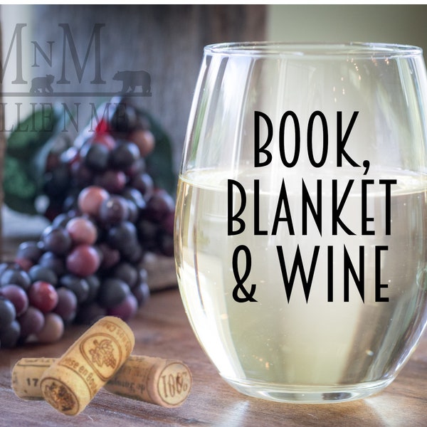 Book Blanket & Wine 20oz Wine Glass - Book Lover Gift - Reading Lovers Wine Glass - Book Nerd - Bookish Gift - Book Addict Gift - Smut Gift