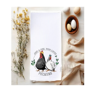 Funny Chicken Waffle Towel: Farmhouse Kitchen Decor, Chicken Lover Gift