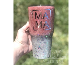 Glittered Mama Tumbler: Stainless Steel Mom Cup
