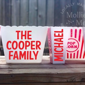 Personalized Popcorn Bucket Popcorn Container Birthday Party Bowels Family Night Popcorn Family Game Night Bucket Personalized Gift Basket