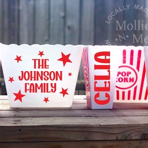 Personalized Family Night Popcorn Bucket, Gift Basket Idea, Fun Popcorn Container, Personalized Christmas Gift, Party Favor