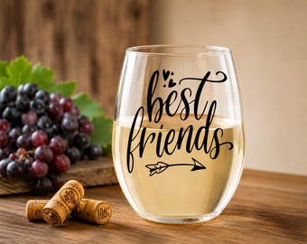 Bestie Stemless Wine Glass | Friendship Gift for Her, Sister, Bridesmaid
