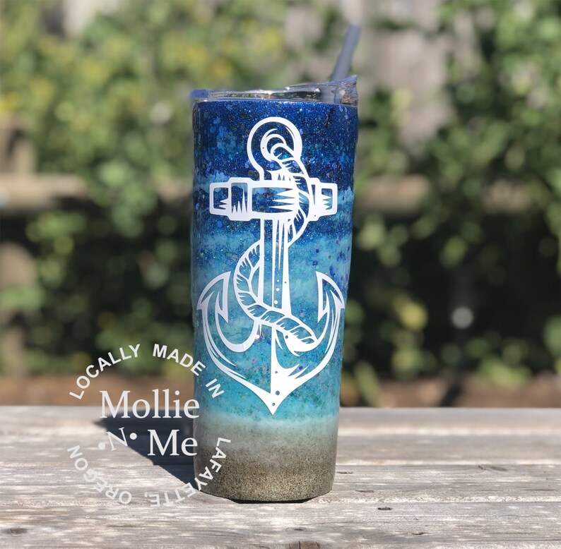Personalize Yours Today! Beach Tumbler Anchor Tumbler Glitter Beach Tumbler