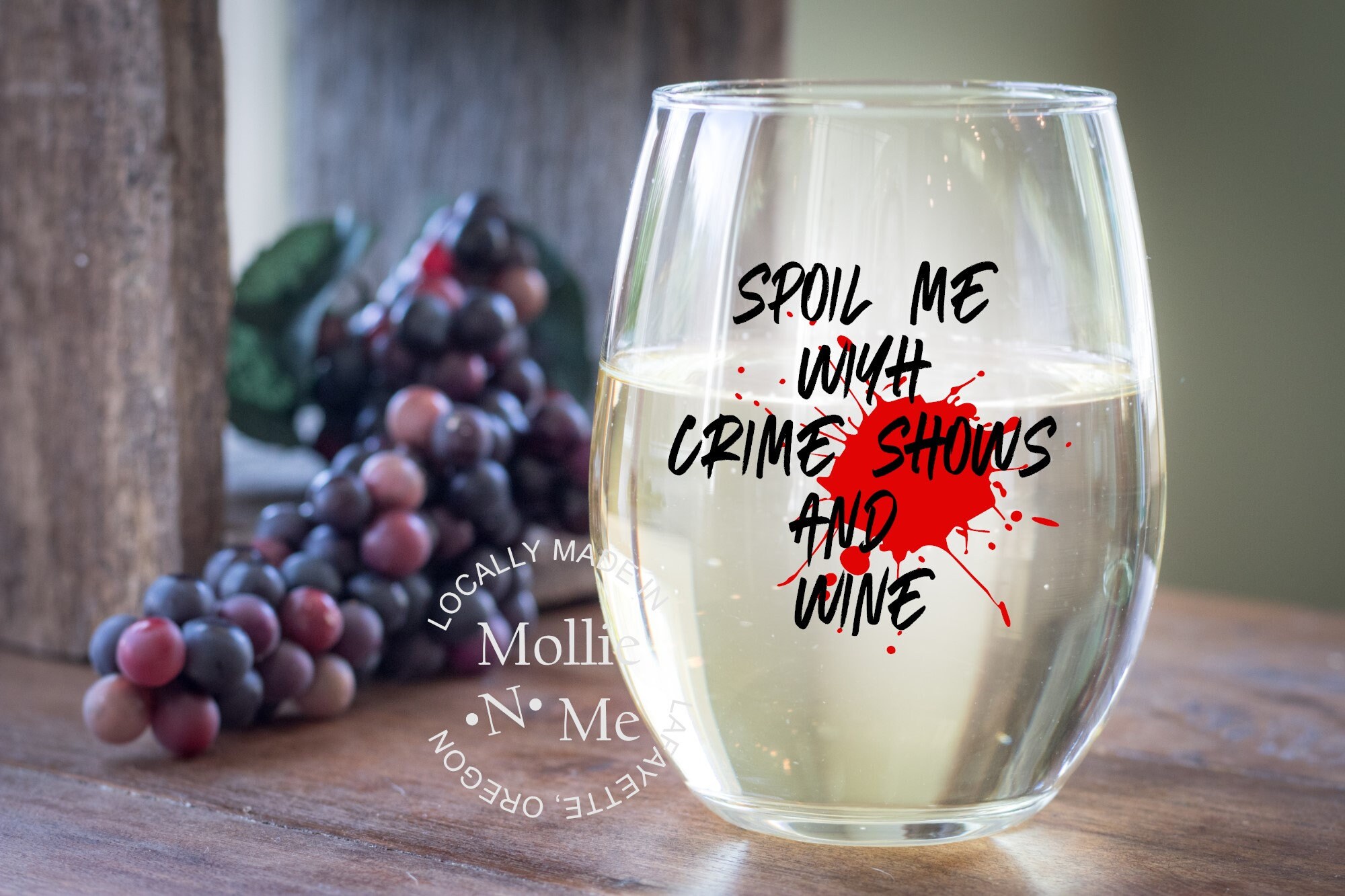 Crime Shows And Wine 20 oz. Stemless Wine Glass Spoil Etsy