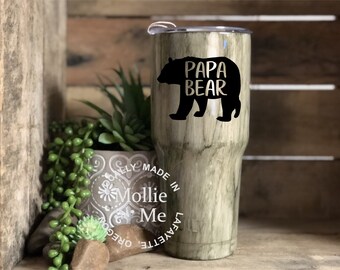 Papa Bear Personalized Tumbler Papa Bear Cup Papa Coffee