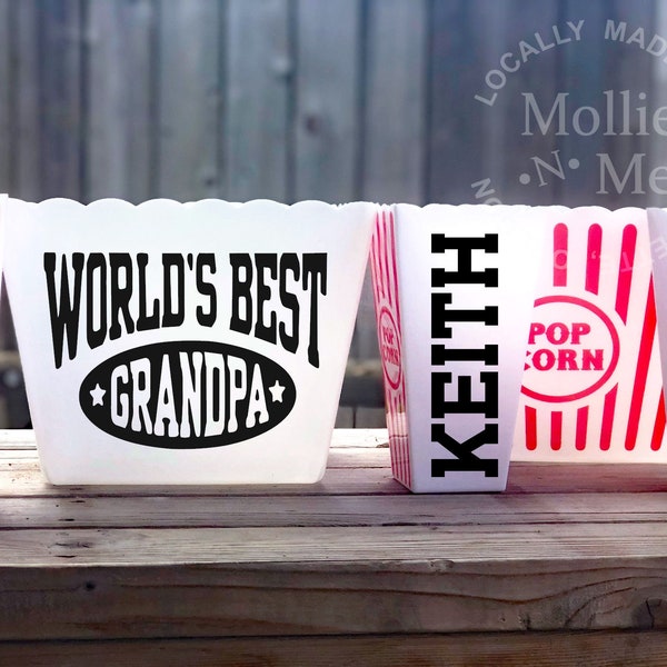 Worlds Best Grandpa | Personalized Popcorn Bucket | Family Movie Night | Gift Basket | Gifts for Grandpa