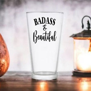 Badass and Beautiful Wine Glass - Teacher Wine Glass - Badass Gift ...