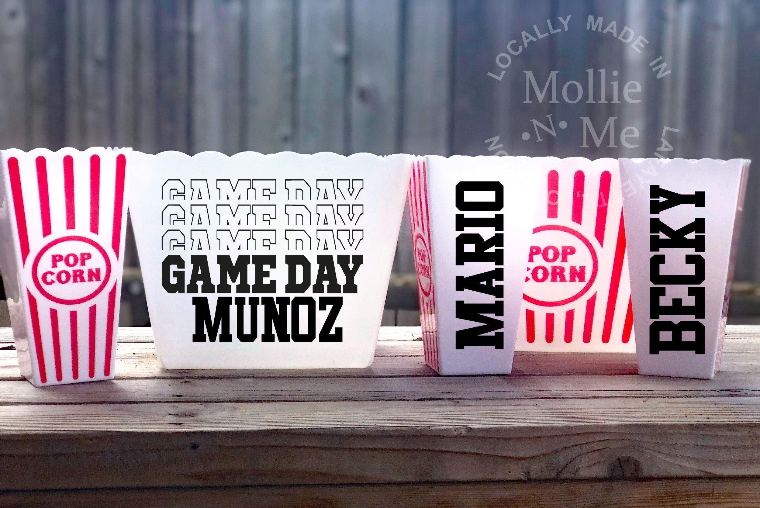 Game Day Popcorn Tubs Personalized Popcorn Buckets Gift Etsy