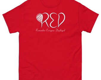 Camiseta con corazón de despliegue militar del viernes rojo "Recuerden a todos los desplegados" tallas S-5XL