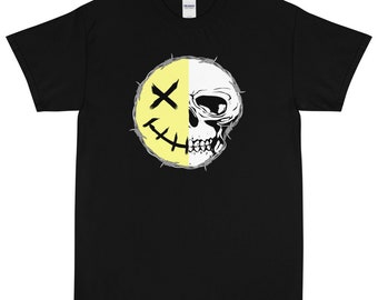 Smiley Face Skull Short Sleeve T-Shirt S-5XL