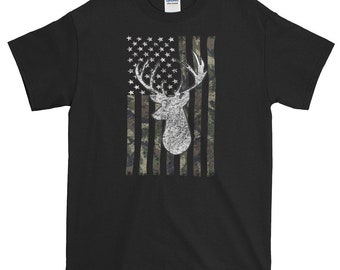Camouflage Flag Deer Hunting Short-Sleeve T-Shirt
