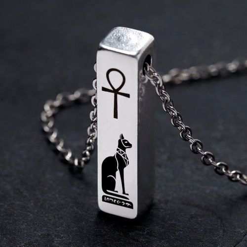 Gold Egyptian Cat Goddess Necklace Bastet Bast Goddess Etsy