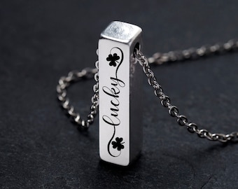 Collier trèfle porte-bonheur en argent, collier trèfle porte-bonheur, collier porte-bonheur, bijoux trèfle, cadeau de la Saint-Patrick, peut être personnalisé