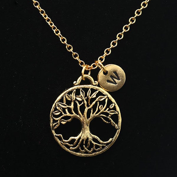 Tree of Life Necklace, Antique Gold Tree of Life Necklace, Custom Tree of Life Charm Necklace, Tree of Life Pendant, Ready To Give
